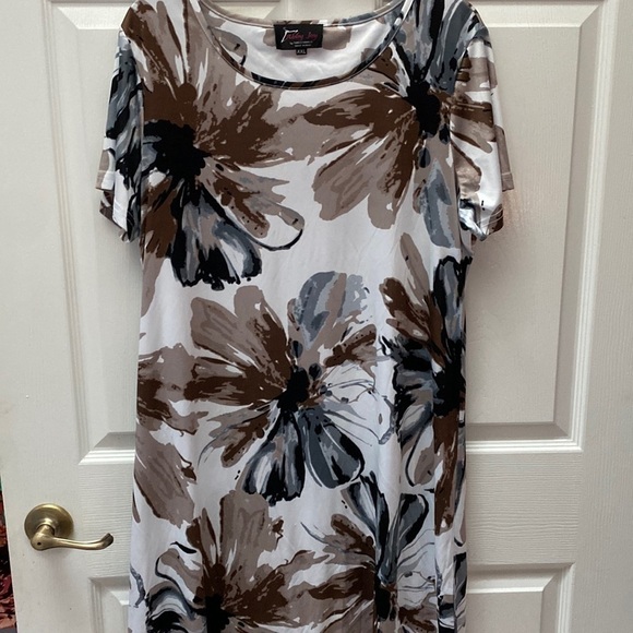 F womens Abby Joy casual stretch cap sleeve floral plus size dress XXL - Picture 1 of 3